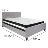 English Elm Queen Size Tufted Upholstered Platform Bed in Fabric with Pocket Spring Mattress