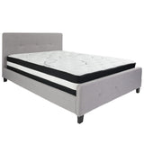 English Elm Queen Size Tufted Upholstered Platform Bed in Fabric with Pocket Spring Mattress