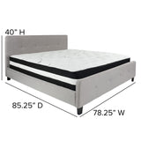 English Elm King Size Tufted Upholstered Platform Bed in Fabric with Pocket Spring Mattress