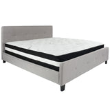 English Elm King Size Tufted Upholstered Platform Bed in Fabric with Pocket Spring Mattress