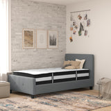 English Elm Twin Size Tufted Upholstered Platform Bed in Fabric with Pocket Spring Mattress