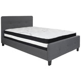 English Elm Full Size Tufted Upholstered Platform Bed in Fabric with Pocket Spring Mattress