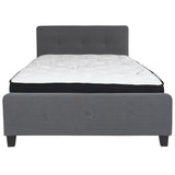 English Elm Full Size Tufted Upholstered Platform Bed in Fabric with Pocket Spring Mattress