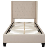 English Elm Twin Size Tufted Upholstered Platform Bed in Fabric