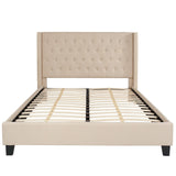 English Elm Queen Size Tufted Upholstered Platform Bed in Fabric