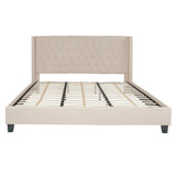 English Elm King Size Tufted Upholstered Platform Bed in Fabric