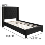 English Elm Twin Size Tufted Upholstered Platform Bed in Fabric