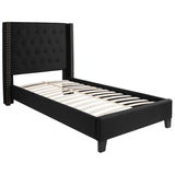 English Elm Twin Size Tufted Upholstered Platform Bed in Fabric