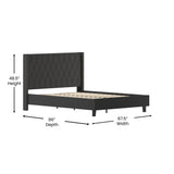 English Elm Queen Size Tufted Upholstered Platform Bed in Fabric