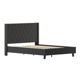 English Elm Queen Size Tufted Upholstered Platform Bed in Fabric