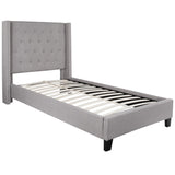 English Elm Twin Size Tufted Upholstered Platform Bed in Fabric