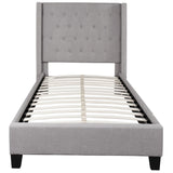 English Elm Twin Size Tufted Upholstered Platform Bed in Fabric