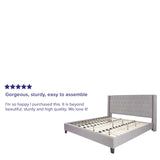 English Elm King Size Tufted Upholstered Platform Bed in Fabric