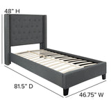 English Elm Twin Size Tufted Upholstered Platform Bed in Fabric