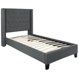 English Elm Twin Size Tufted Upholstered Platform Bed in Fabric