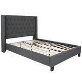 English Elm Full Size Tufted Upholstered Platform Bed in Fabric