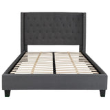 English Elm Full Size Tufted Upholstered Platform Bed in Fabric