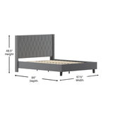 English Elm Queen Size Tufted Upholstered Platform Bed in Fabric