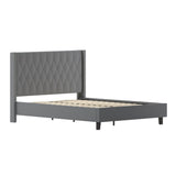 English Elm Queen Size Tufted Upholstered Platform Bed in Fabric