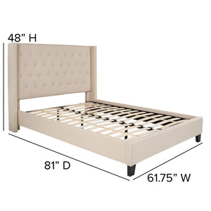 English Elm Full Size Tufted Upholstered Platform Bed in Fabric with 10 Inch CertiPUR-US Certified Pocket Spring Mattress