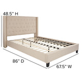 English Elm Queen Size Tufted Upholstered Platform Bed in Fabric with 10 Inch CertiPUR-US Certified Pocket Spring Mattress