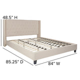 English Elm King Size Tufted Upholstered Platform Bed in Fabric with 10 Inch CertiPUR-US Certified Pocket Spring Mattress