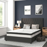 English Elm Full Size Tufted Upholstered Platform Bed in Fabric with 10 Inch CertiPUR-US Certified Pocket Spring Mattress