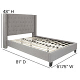 English Elm Full Size Tufted Upholstered Platform Bed in Fabric with 10 Inch CertiPUR-US Certified Pocket Spring Mattress