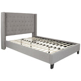 English Elm Full Size Tufted Upholstered Platform Bed in Fabric with 10 Inch CertiPUR-US Certified Pocket Spring Mattress