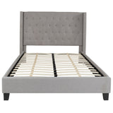 English Elm Full Size Tufted Upholstered Platform Bed in Fabric with 10 Inch CertiPUR-US Certified Pocket Spring Mattress