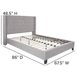 English Elm Queen Size Tufted Upholstered Platform Bed in Fabric with 10 Inch CertiPUR-US Certified Pocket Spring Mattress