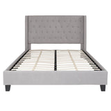 English Elm Queen Size Tufted Upholstered Platform Bed in Fabric with 10 Inch CertiPUR-US Certified Pocket Spring Mattress