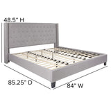 English Elm King Size Tufted Upholstered Platform Bed in Fabric with 10 Inch CertiPUR-US Certified Pocket Spring Mattress