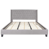 English Elm King Size Tufted Upholstered Platform Bed in Fabric with 10 Inch CertiPUR-US Certified Pocket Spring Mattress