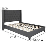 English Elm Full Size Tufted Upholstered Platform Bed in Fabric with 10 Inch CertiPUR-US Certified Pocket Spring Mattress