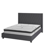 English Elm Queen Size Tufted Upholstered Platform Bed in Fabric with 10 Inch CertiPUR-US Certified Pocket Spring Mattress