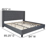 English Elm King Size Tufted Upholstered Platform Bed in Fabric with 10 Inch CertiPUR-US Certified Pocket Spring Mattress