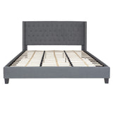 English Elm King Size Tufted Upholstered Platform Bed in Fabric with 10 Inch CertiPUR-US Certified Pocket Spring Mattress