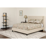 English Elm Twin Size Tufted Upholstered Platform Bed in Fabric with Memory Foam Mattress