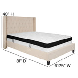 English Elm Full Size Tufted Upholstered Platform Bed in Fabric with Memory Foam Mattress