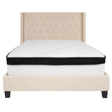 English Elm Full Size Tufted Upholstered Platform Bed in Fabric with Memory Foam Mattress