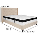 English Elm Queen Size Tufted Upholstered Platform Bed in Fabric with Memory Foam Mattress