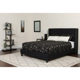 English Elm Twin Size Tufted Upholstered Platform Bed in Fabric with Memory Foam Mattress