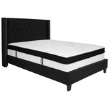 English Elm Full Size Tufted Upholstered Platform Bed in Fabric with Memory Foam Mattress