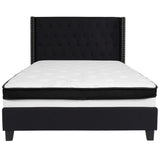 English Elm Full Size Tufted Upholstered Platform Bed in Fabric with Memory Foam Mattress