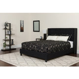 English Elm Queen Size Tufted Upholstered Platform Bed in Fabric with Memory Foam Mattress