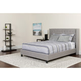 English Elm Twin Size Tufted Upholstered Platform Bed in Fabric with Memory Foam Mattress