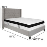 English Elm Full Size Tufted Upholstered Platform Bed in Fabric with Memory Foam Mattress