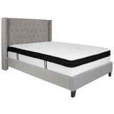 English Elm Full Size Tufted Upholstered Platform Bed in Fabric with Memory Foam Mattress