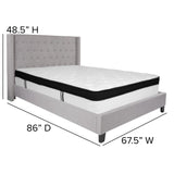 English Elm Queen Size Tufted Upholstered Platform Bed in Fabric with Memory Foam Mattress